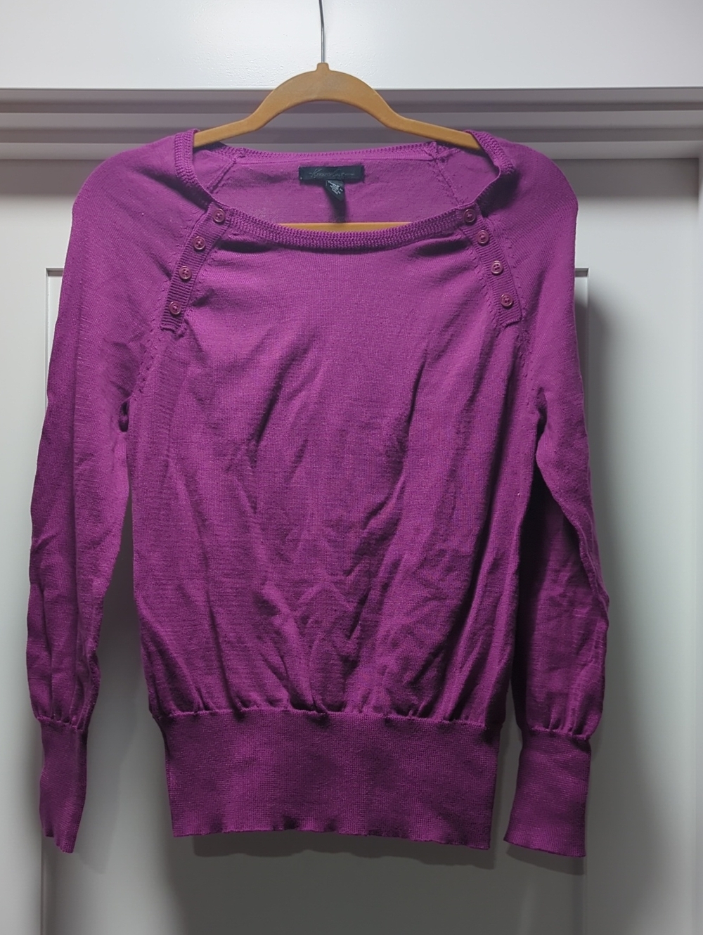 Kenneth Cole Magenta/Purple Button-Accent Women’s Sweater